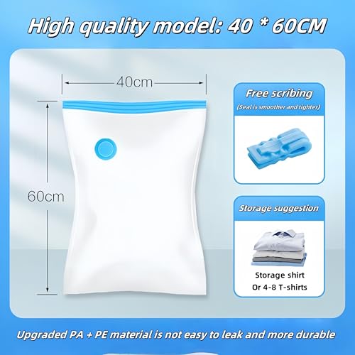 10-Pack Vacuum Storage Bags with Hand Pump for Clothes & Bedding