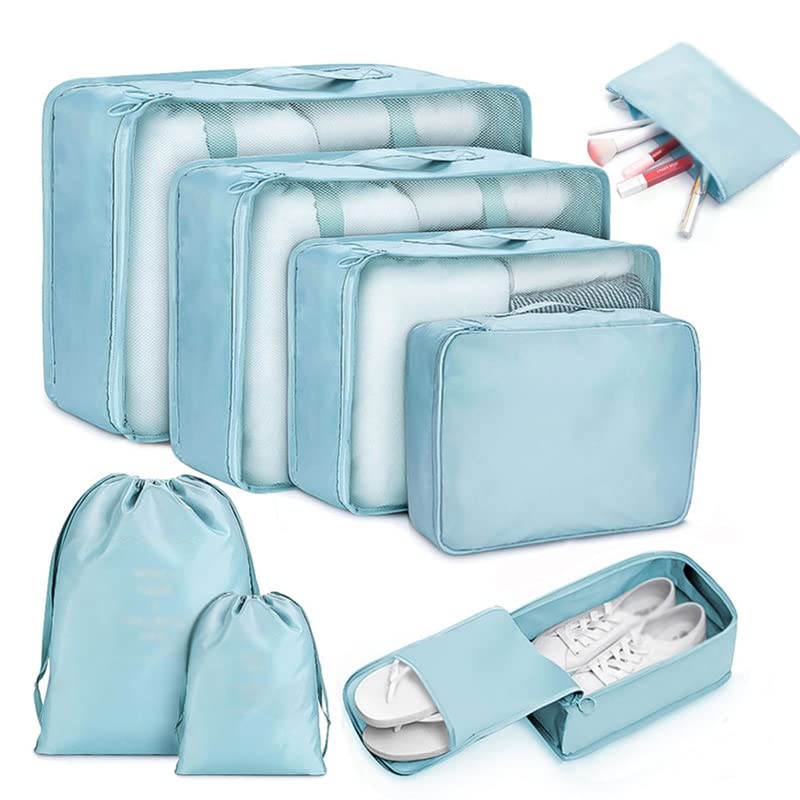 8-Piece Travel Packing Cubes Set with Shoe & Toiletry Bags