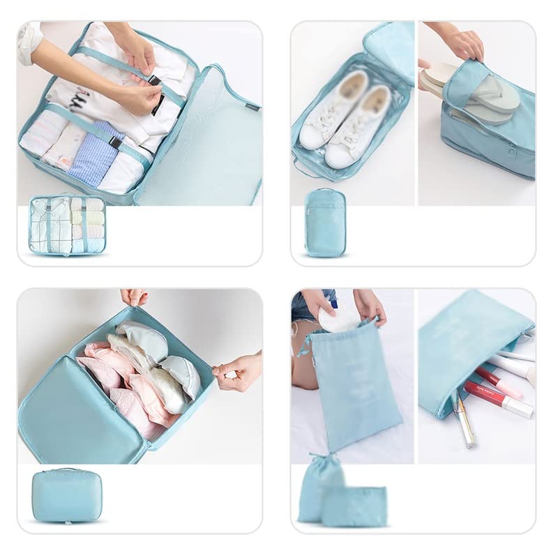 8-Piece Travel Packing Cubes Set with Shoe & Toiletry Bags