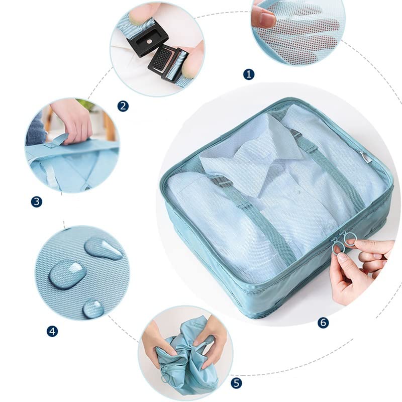 8-Piece Travel Packing Cubes Set with Shoe & Toiletry Bags