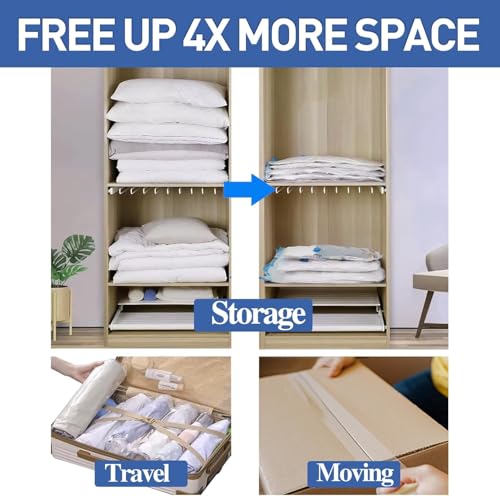 10-Pack Vacuum Storage Bags with Hand Pump for Clothes & Bedding