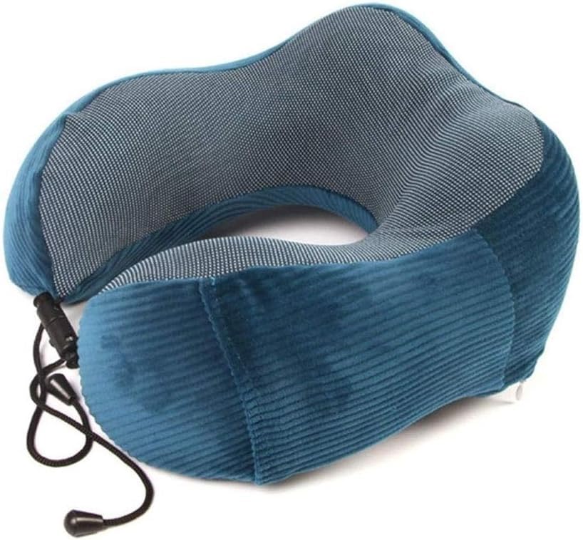 Inflatable Travel Neck Pillow with Fleece Cover & Eye Mask