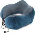 Inflatable Travel Neck Pillow with Fleece Cover & Eye Mask