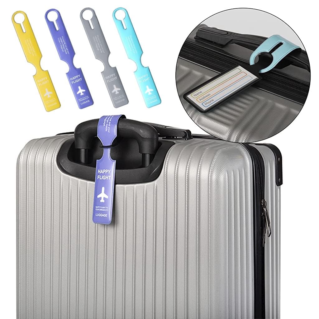 4-Piece PVC Luggage Tags with ID Labels