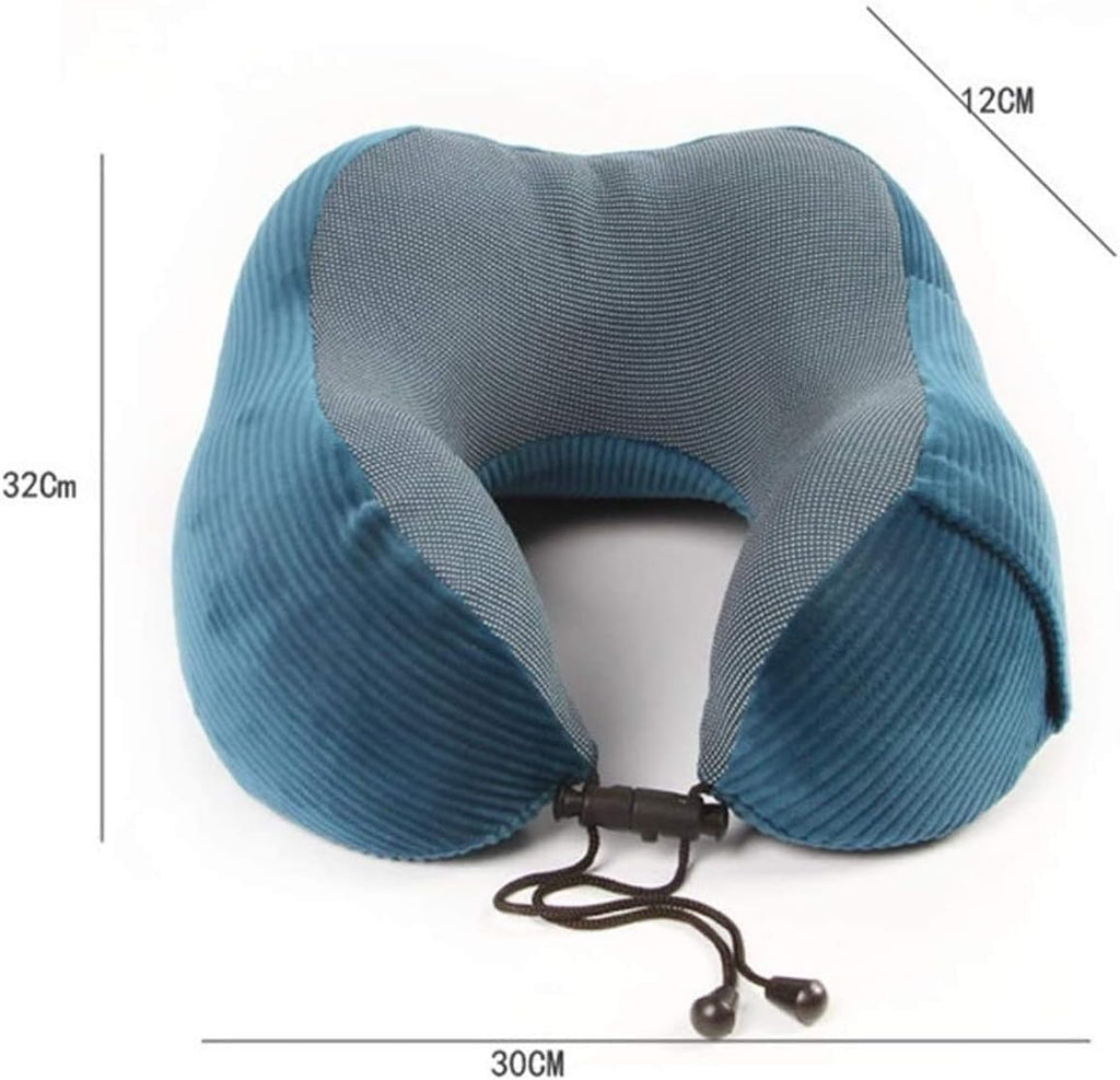 Inflatable Travel Neck Pillow with Fleece Cover & Eye Mask