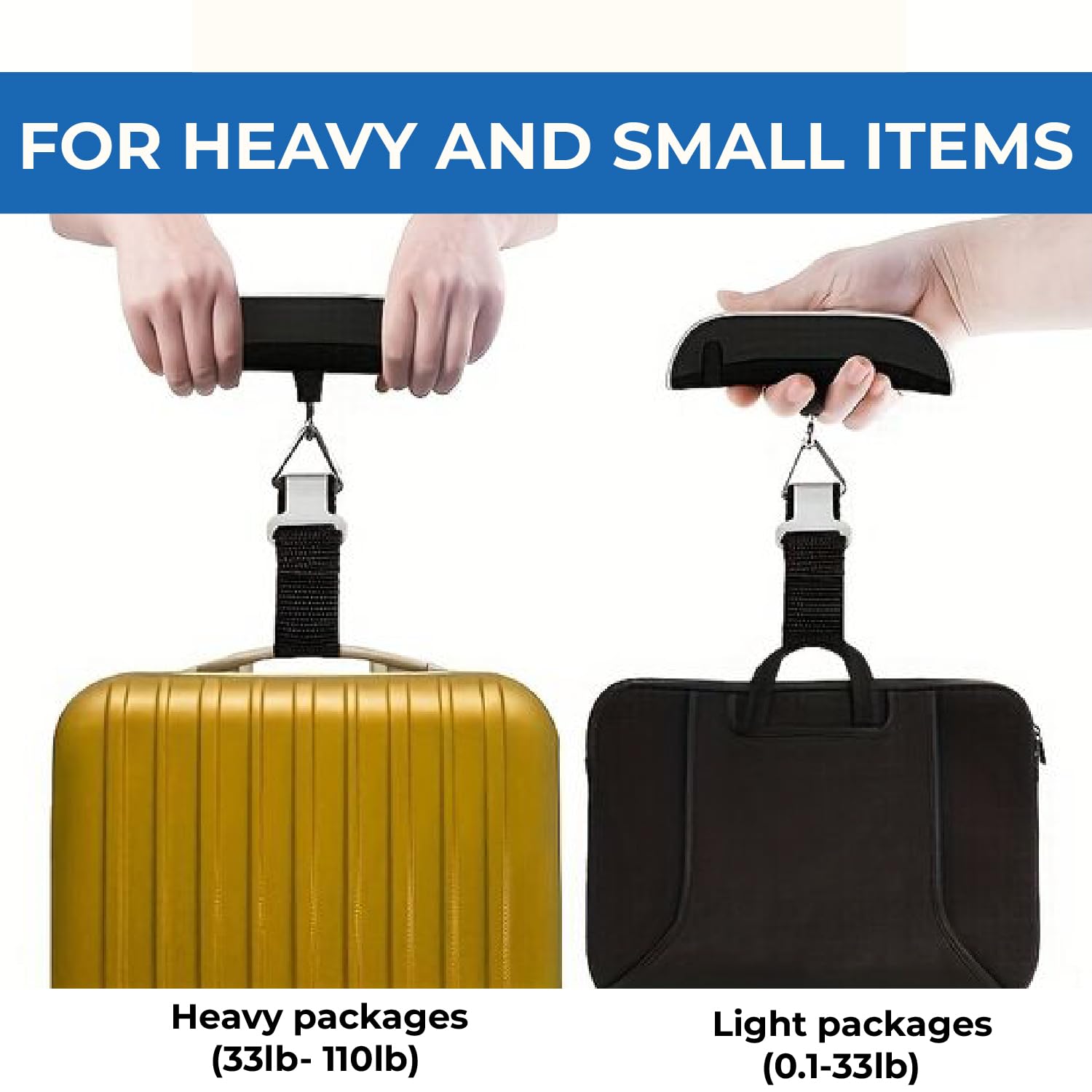 Digital Portable Hanging Luggage Scale with Backlit LCD Display 50 kg / 110 lb