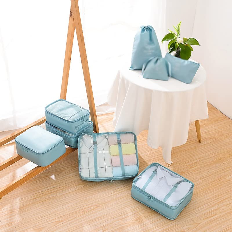 8-Piece Travel Packing Cubes Set with Shoe & Toiletry Bags