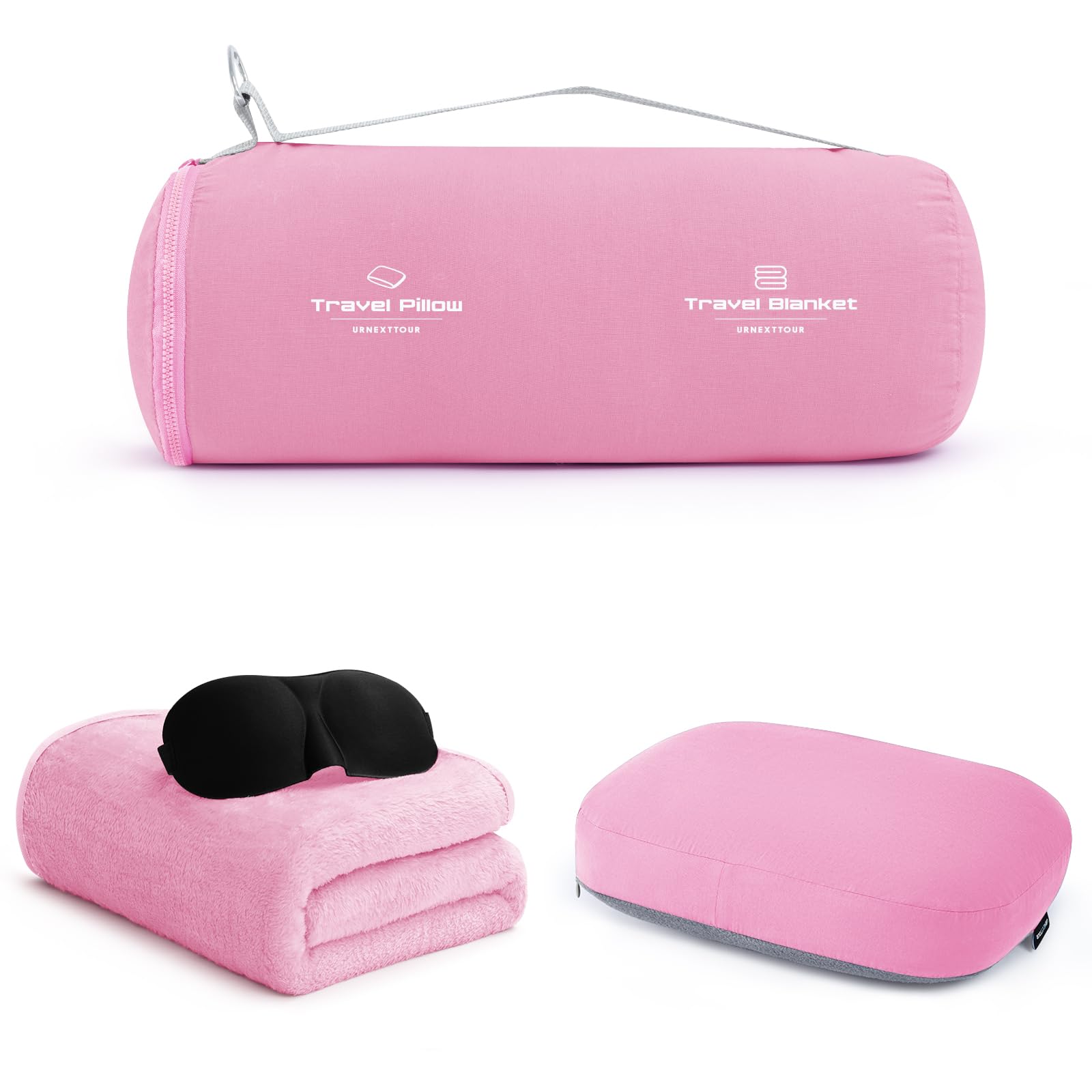 4-in-1 Travel Pillow & Blanket Set with Memory Foam Neck Support