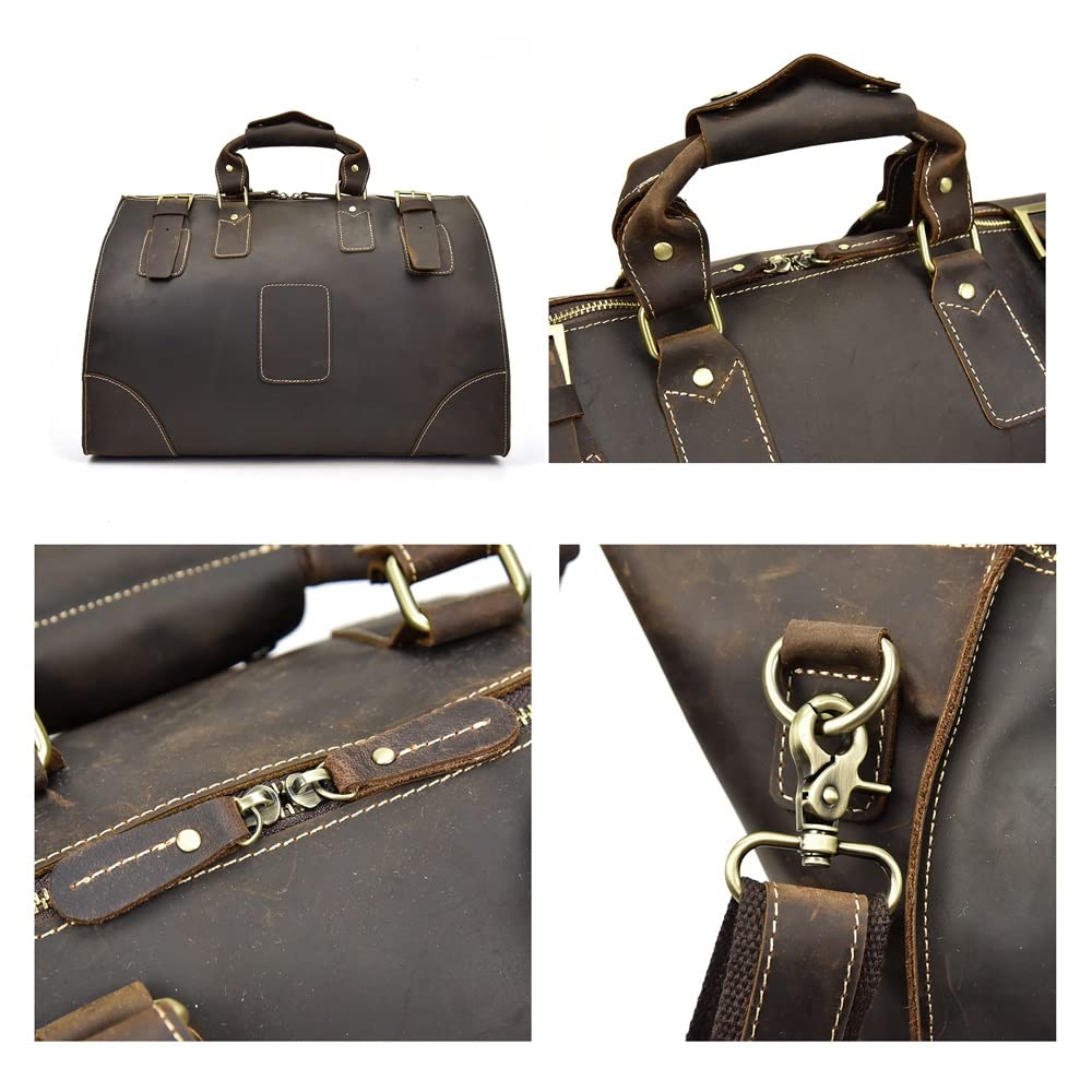 Leather Travel Duffel Bag for Weekender & Business Trips