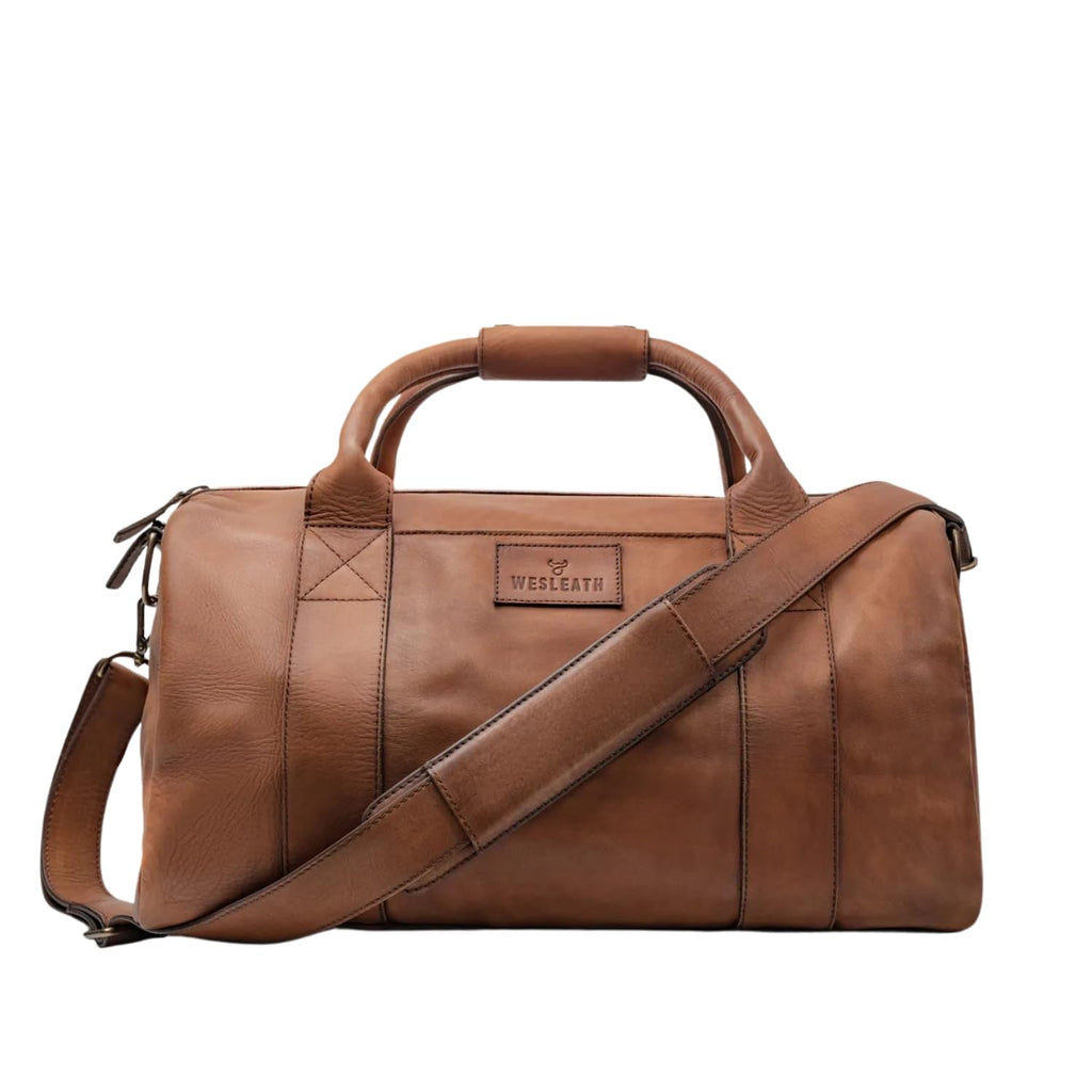 Full-Grain Leather Travel Duffel Bag for Weekend & Gym