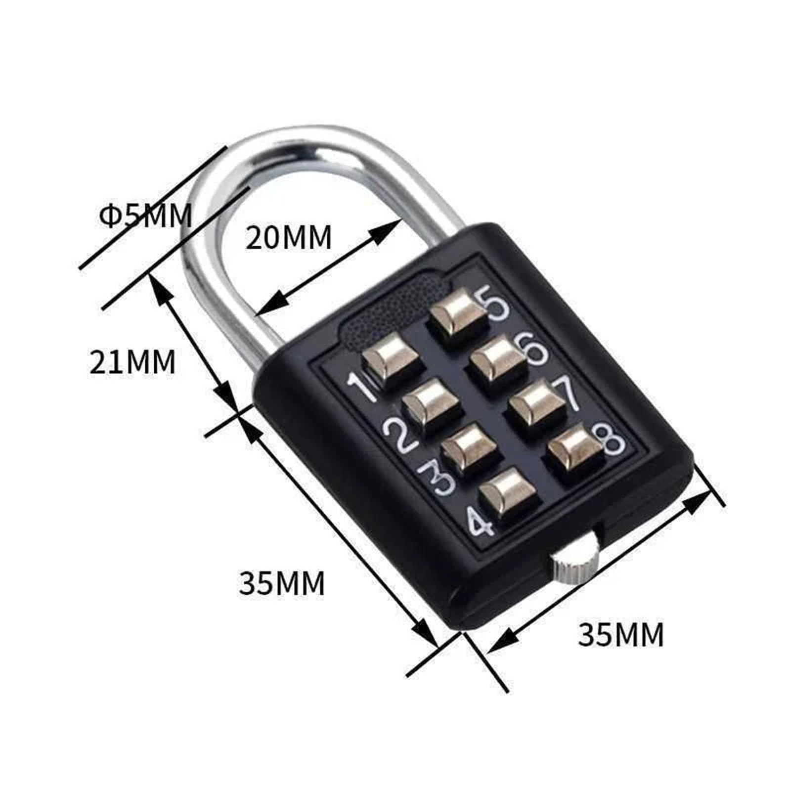 8-Digit Combination Luggage Padlock with Zinc Alloy Body