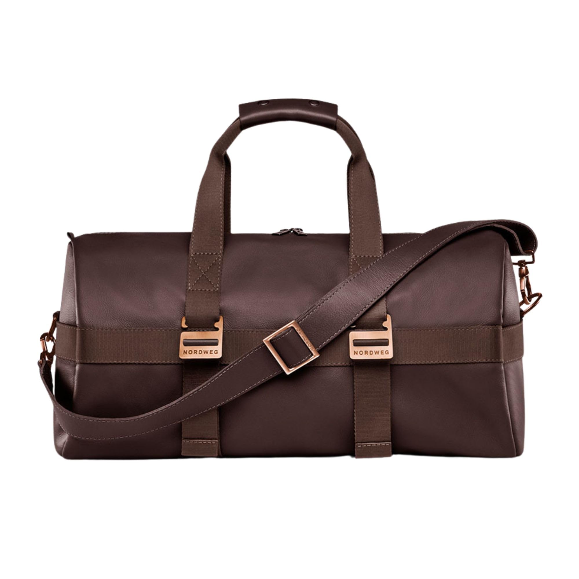 38L Leather Weekender Duffel Bag with Waterproof Pouch
