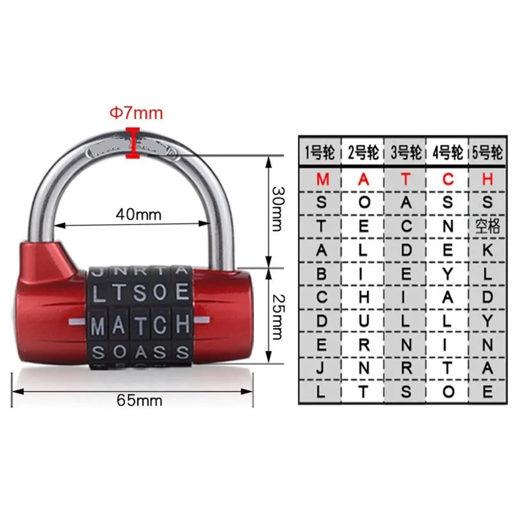 5-Dial Combination Padlock for Luggage & Travel