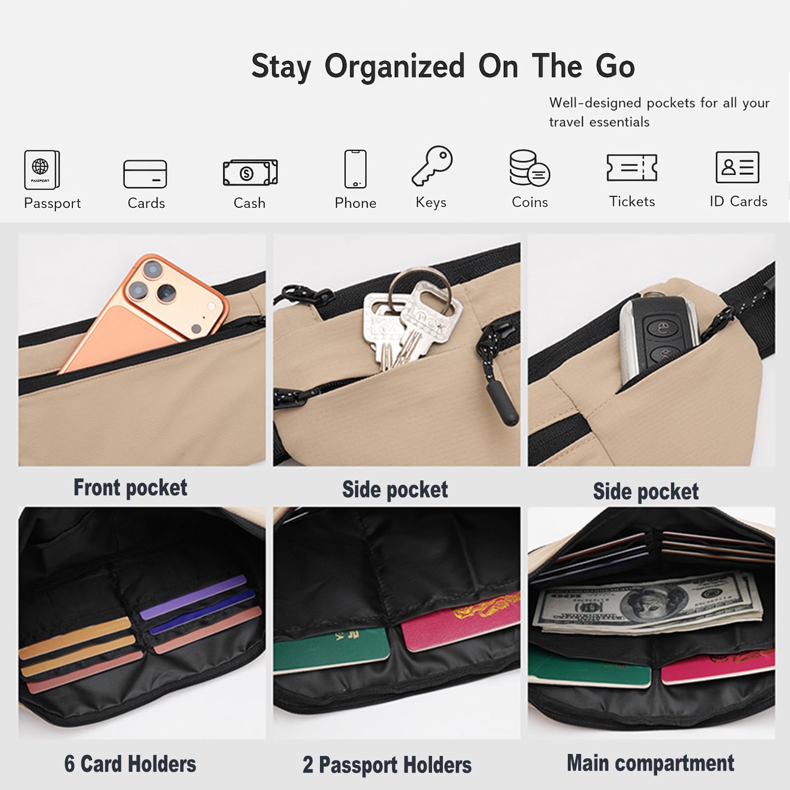 Money Belt for Travel RFID Blocking Passport Holder