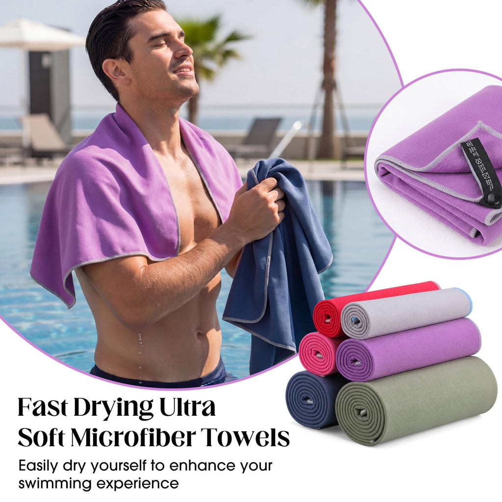 Batiyeer 2 Set Microfiber Quick Dry Travel Towel, 3 Sizes Ultra Absorbent Camping Towels with Mesh Storage Bags, Lightweight Odor Resistant Gym Beach Towel for Swimming Backpacking