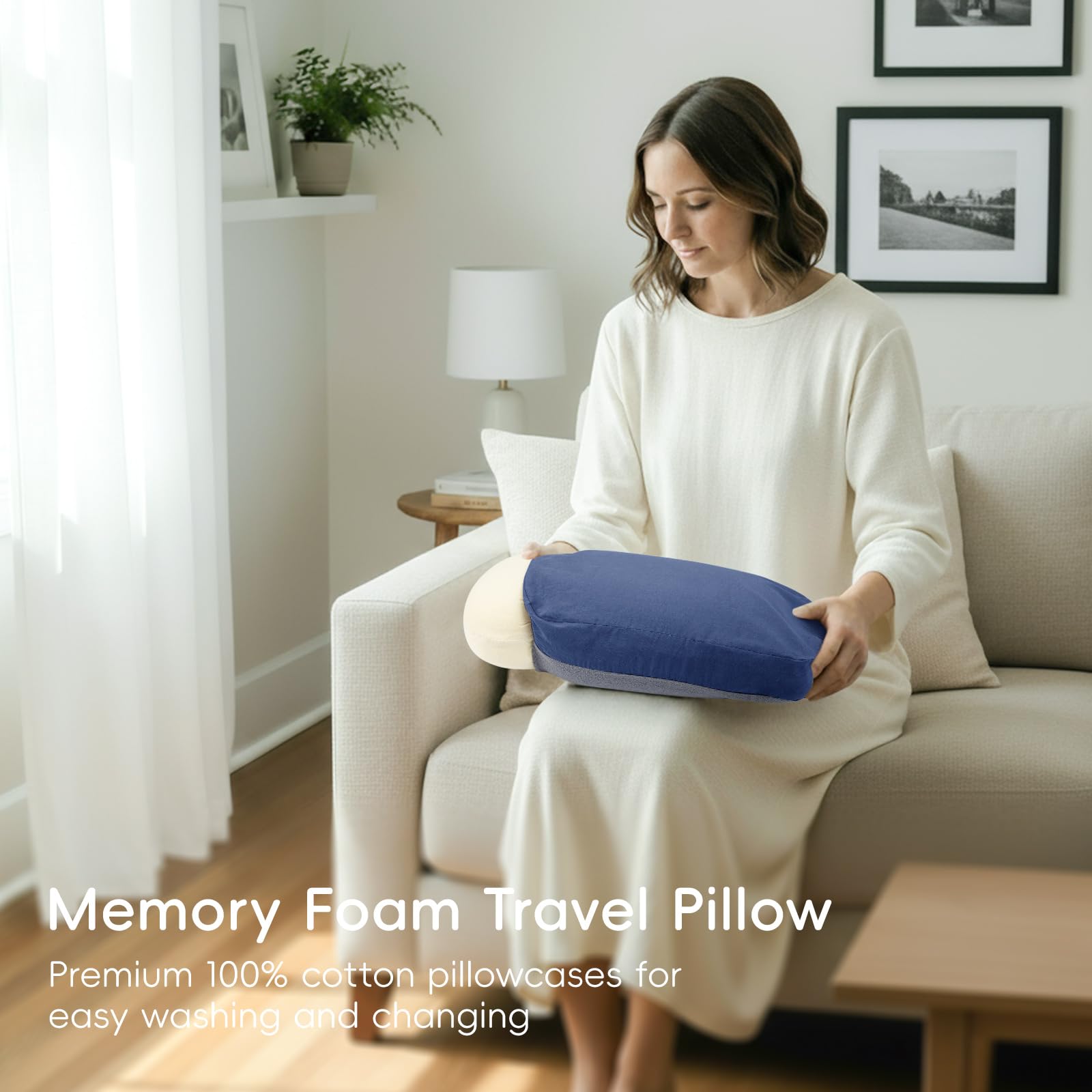 4-in-1 Travel Pillow & Blanket Set with Memory Foam Neck Support