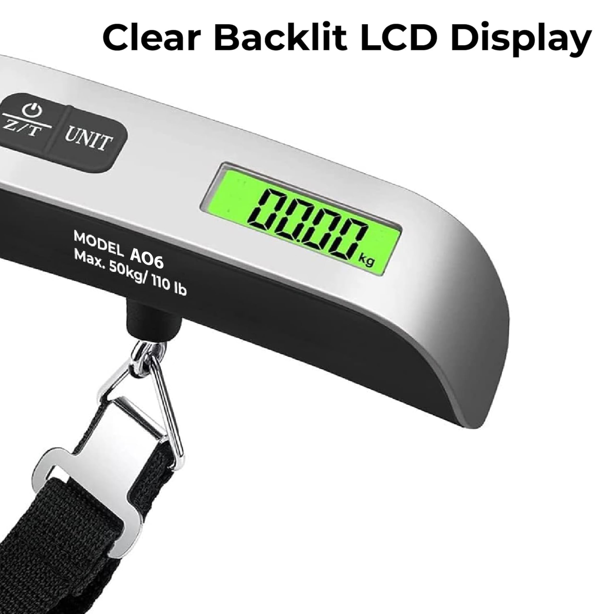 Digital Portable Hanging Luggage Scale with Backlit LCD Display 50 kg / 110 lb