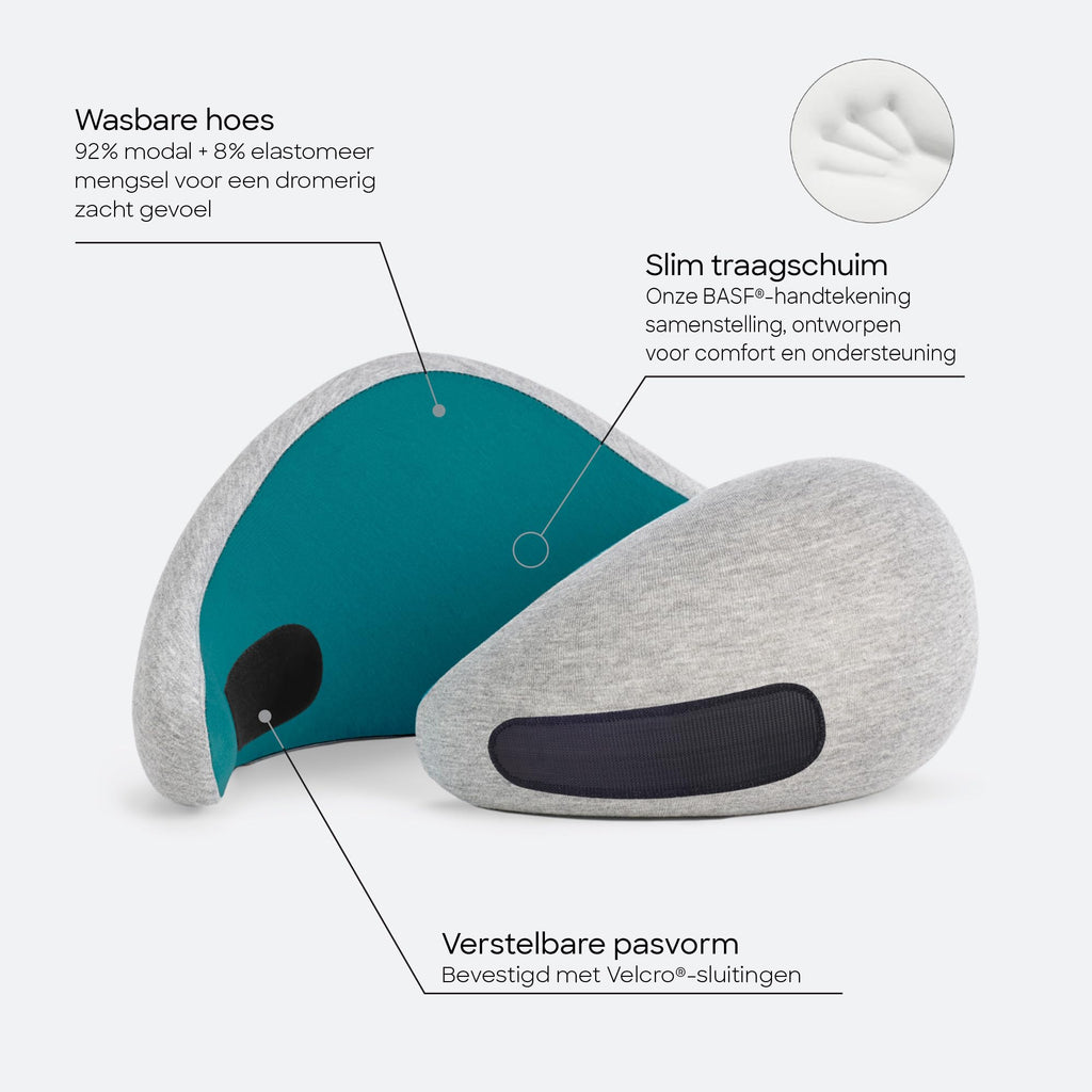 Ostrichpillow GO Travel Pillow, 360° Memory Foam Support, Soft & Washable