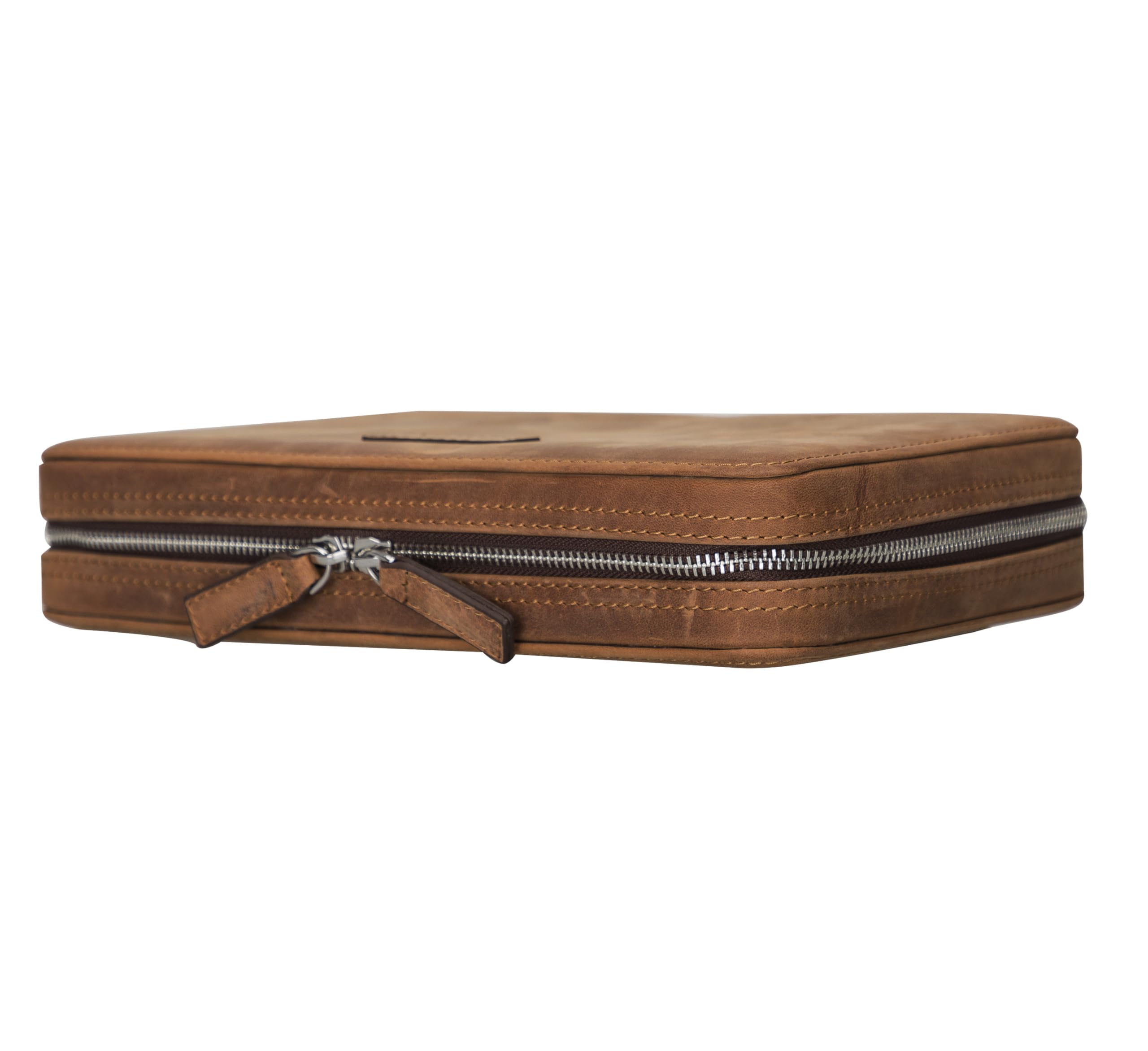 Full-Grain Leather Cable Organizer Case for Tech Accessories