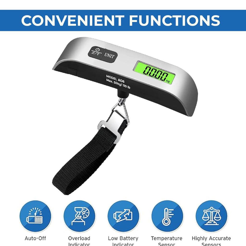 Digital Portable Hanging Luggage Scale with Backlit LCD Display 50 kg / 110 lb