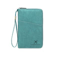 Genuine Leather RFID Passport Wallet with Zipper Travel Organizer