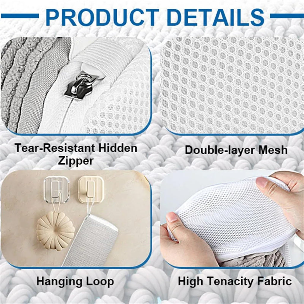 Chenille Shoe Laundry Bag with Side Zipper for Washing Machine