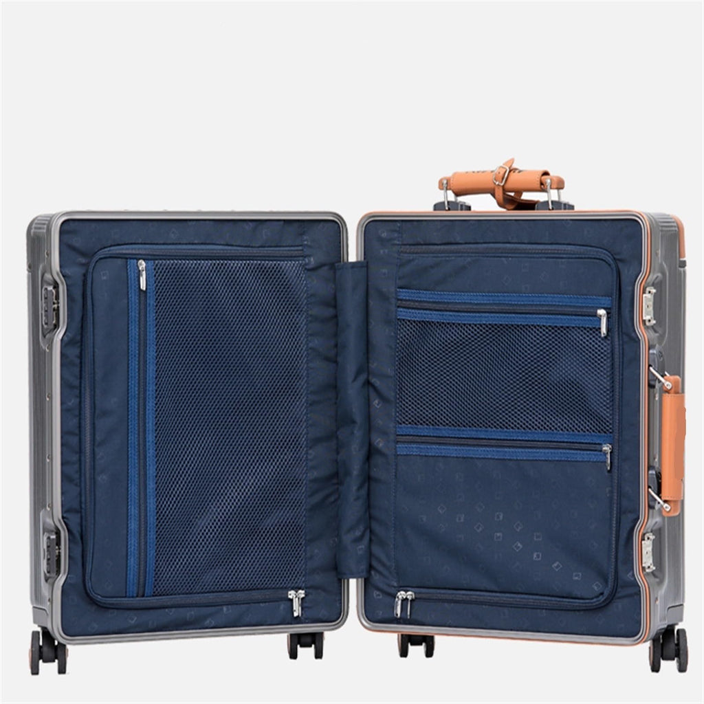 VALCLA Aluminum Frame Suitcase 28" Aluminum Frame PC Hardshell Suitcase with Spinner Wheels Case Mute Universal Wheel Wide Trolley Case Business Suitcase Pure PC Material Luggage Travel Suitcase (Color : Silver, Size : 28inch)