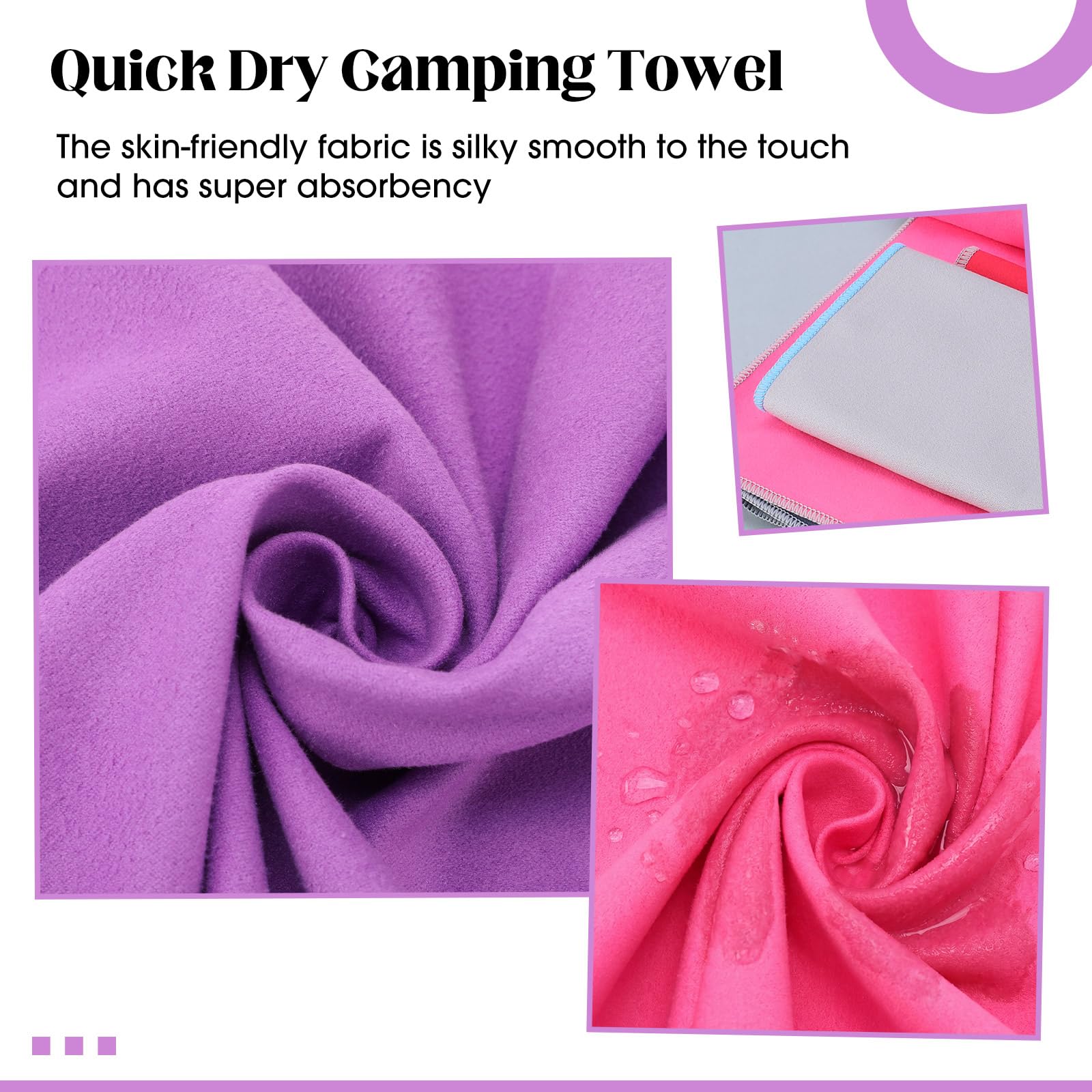 Batiyeer 2 Set Microfiber Quick Dry Travel Towel, 3 Sizes Ultra Absorbent Camping Towels with Mesh Storage Bags, Lightweight Odor Resistant Gym Beach Towel for Swimming Backpacking