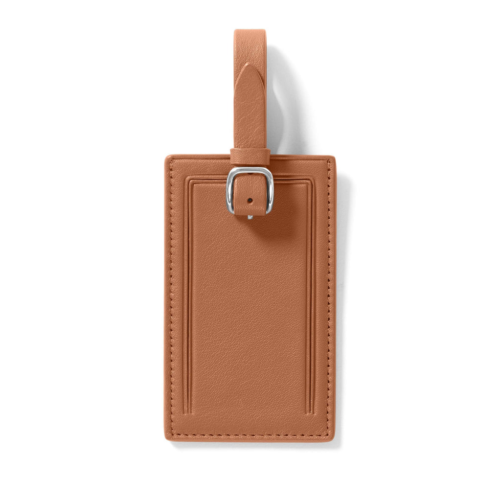 Leather Luggage Tag with Privacy Flap & Adjustable Strap