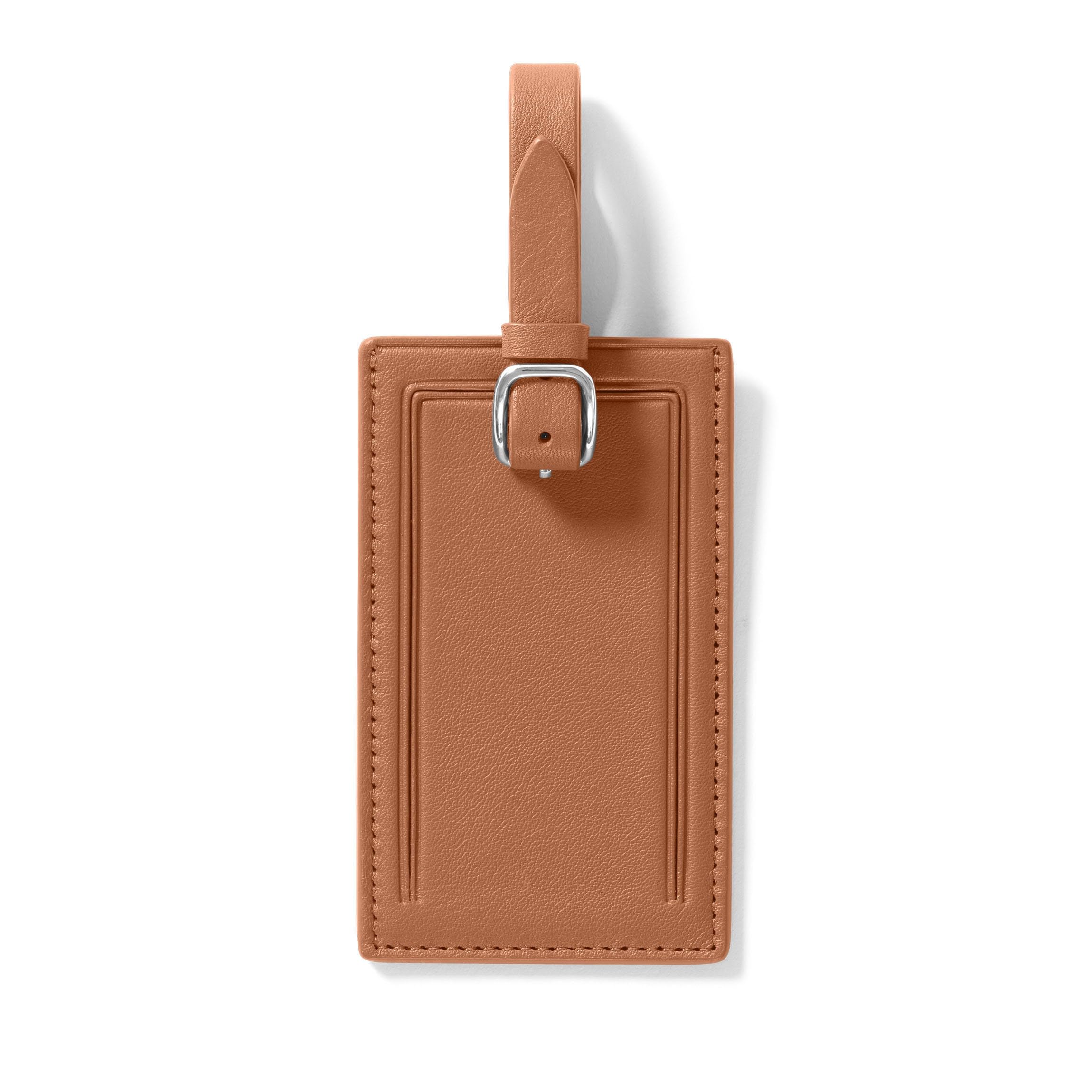 Leather Luggage Tag with Privacy Flap & Adjustable Strap