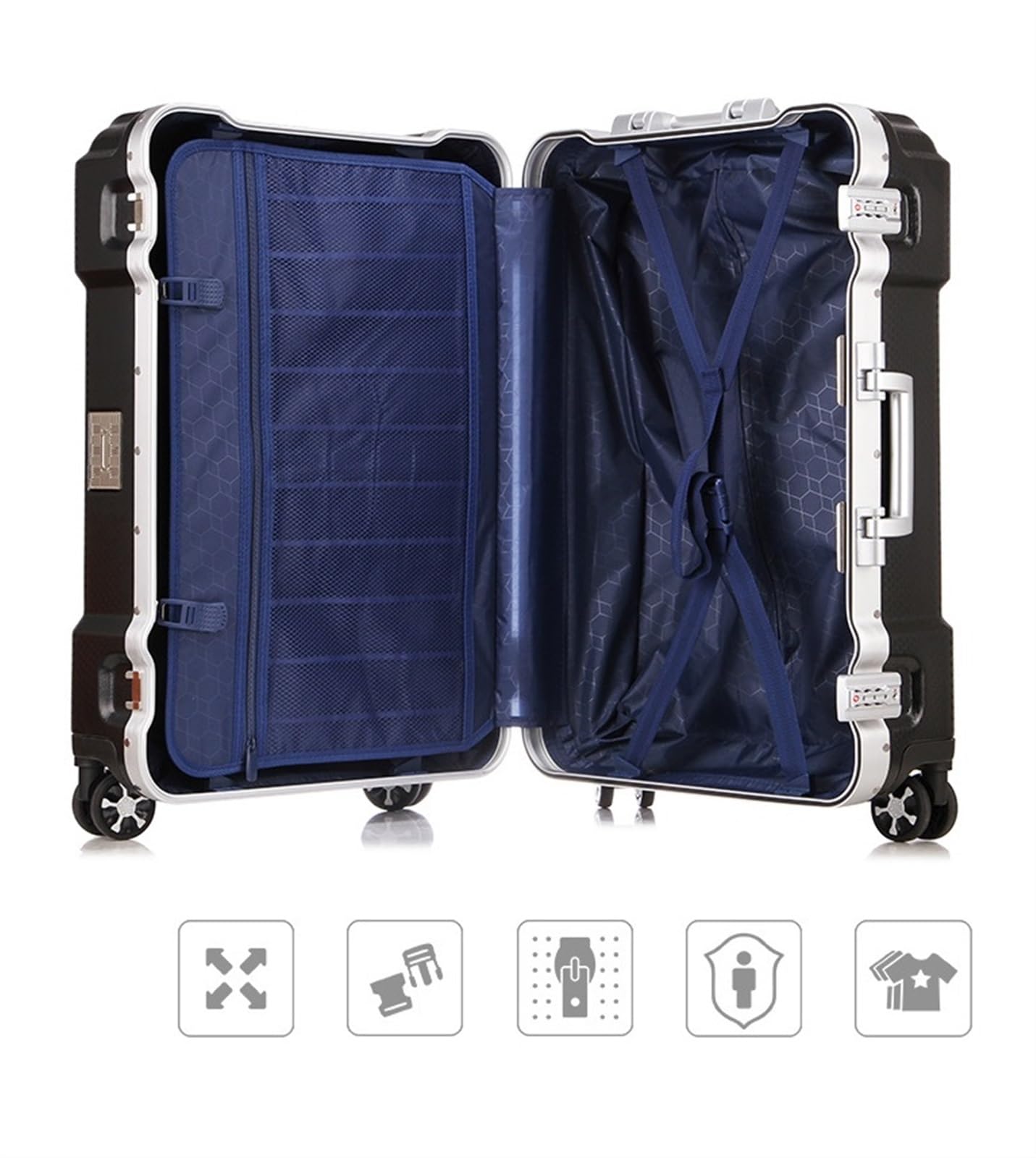 20" Aluminum Frame Hardshell Carry-On Suitcase with Combination Lock