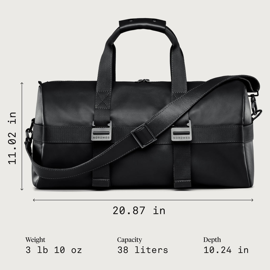 38L Leather Weekender Duffel Bag with Waterproof Pouch