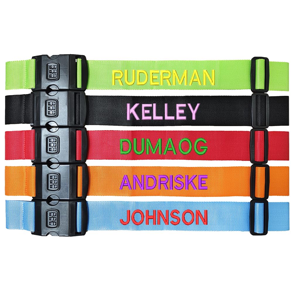 Personalized Embroidered Luggage Strap with Lock