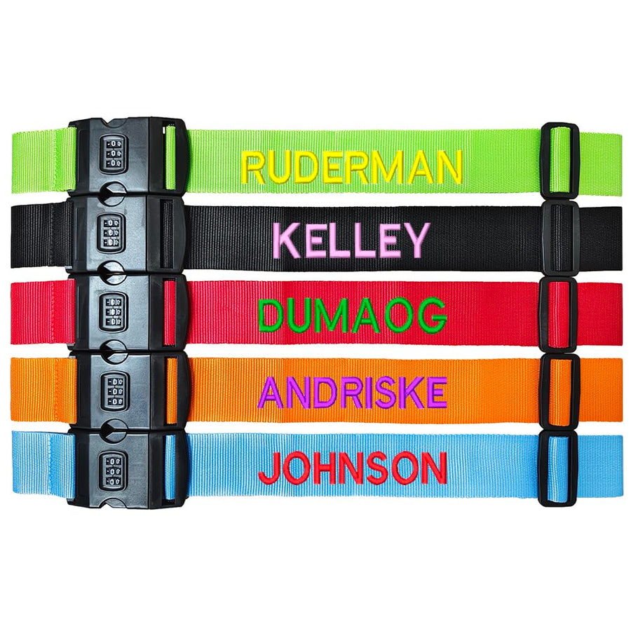 Personalized Embroidered Luggage Strap with Lock