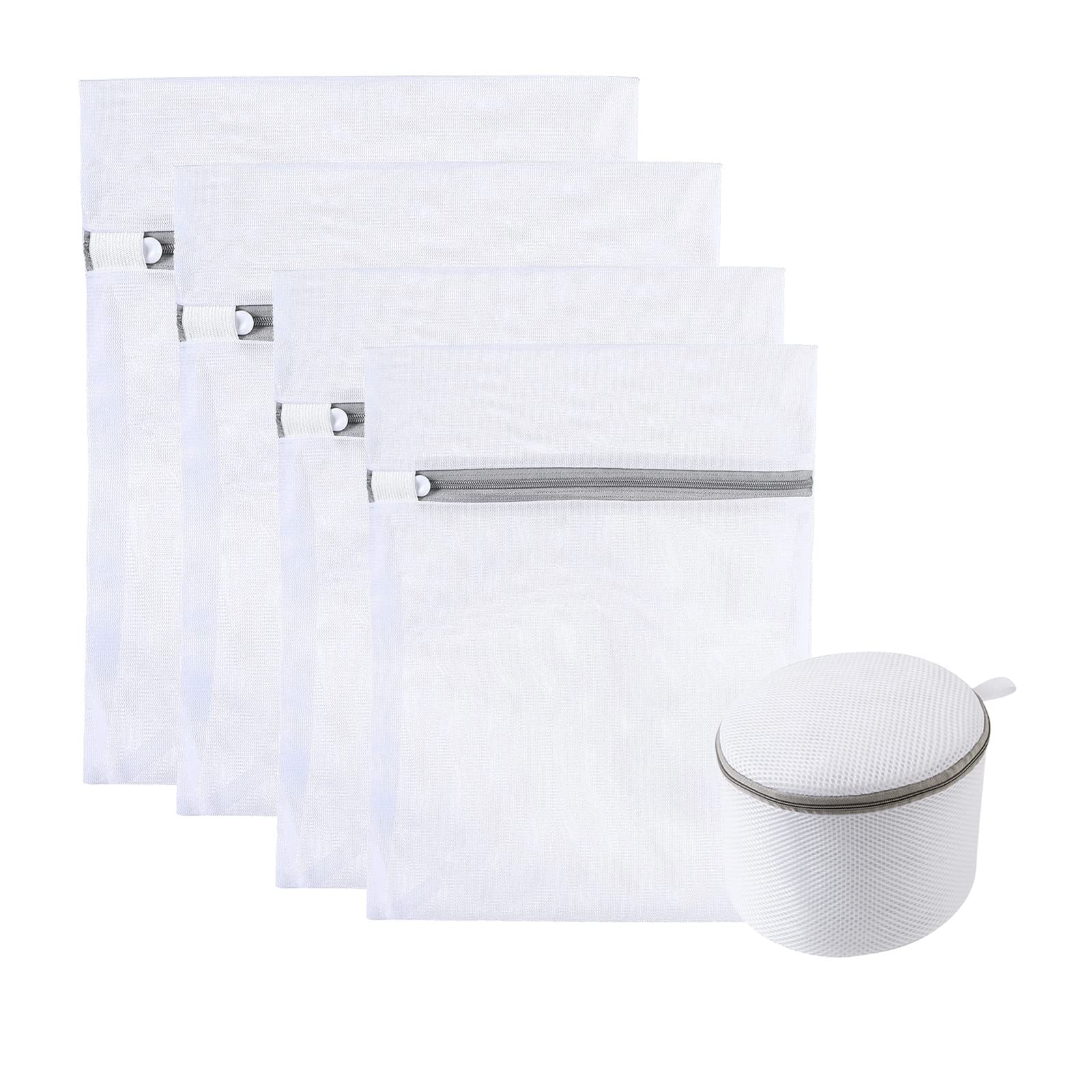 5-Piece Mesh Laundry Bags with Zipper for Delicates & Shoes