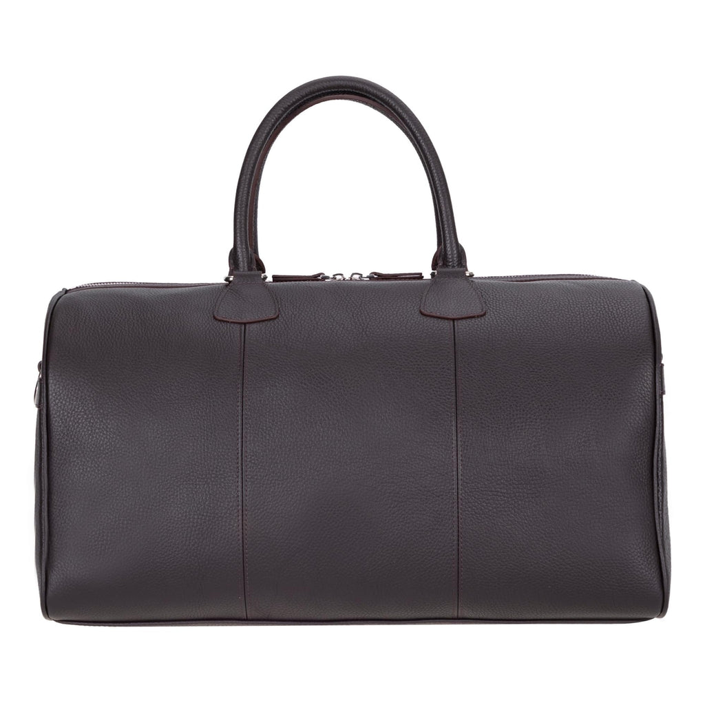Full-Grain Leather Weekender Duffel Bag with Shoulder Strap