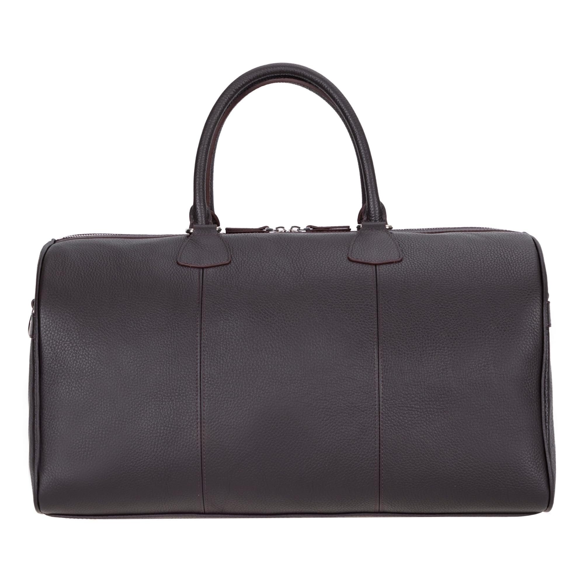 Full-Grain Leather Weekender Duffel Bag with Shoulder Strap