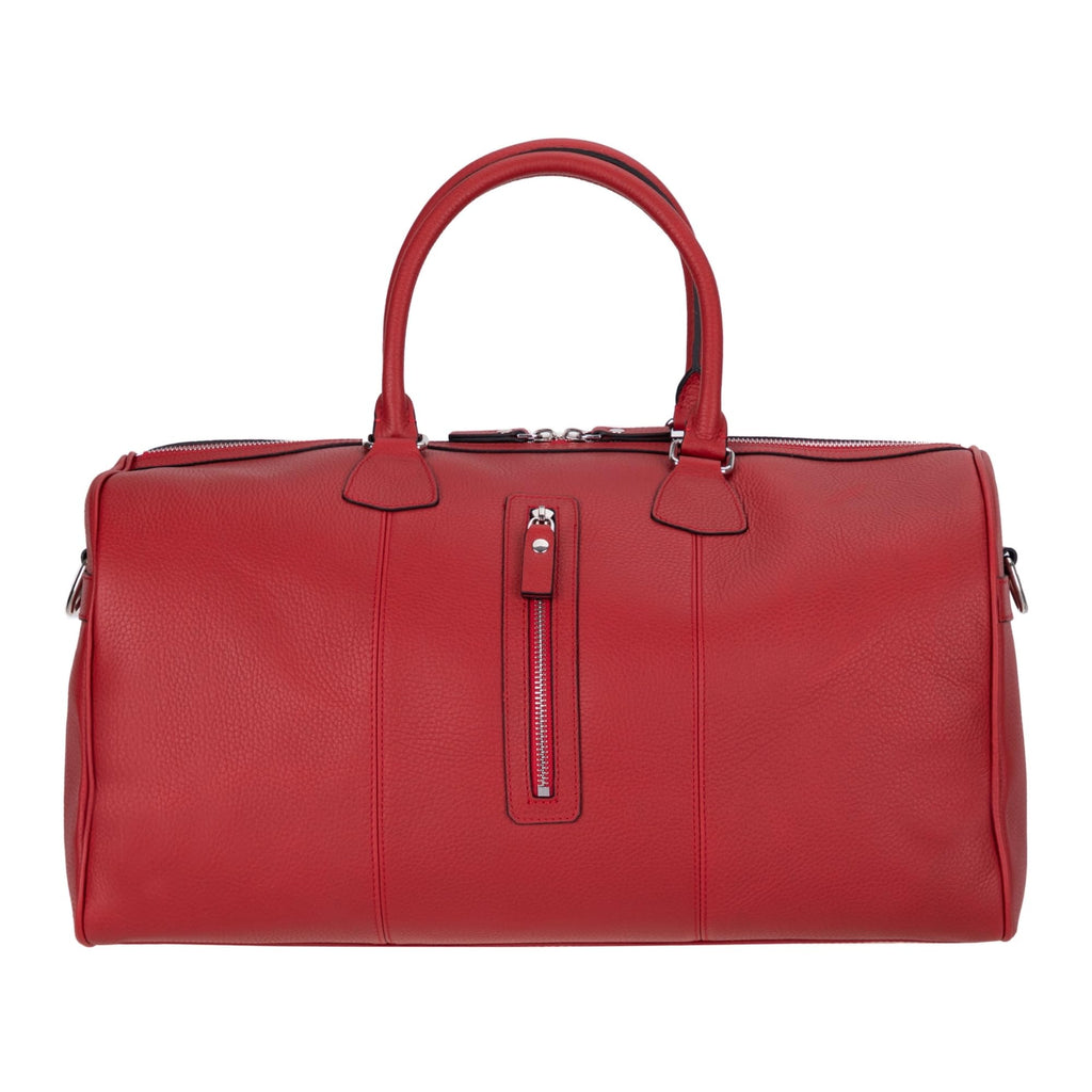 Full-Grain Leather Weekender Duffel Bag with Shoulder Strap