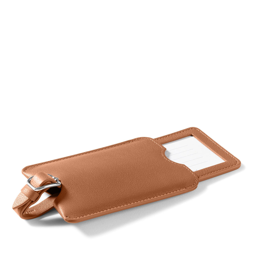 Full-Grain Leather Luggage Tag with Privacy Sleeve