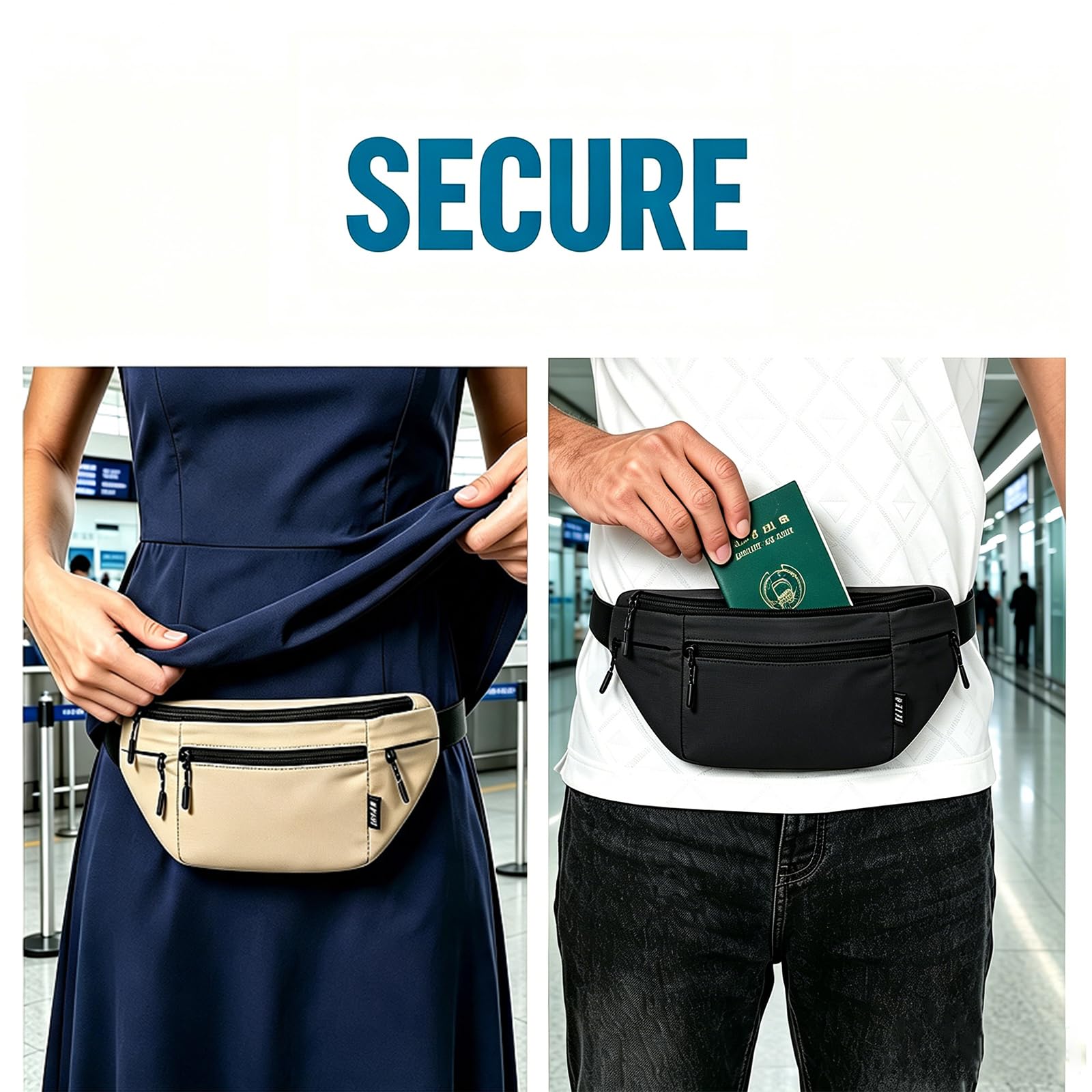Money Belt for Travel RFID Blocking Passport Holder