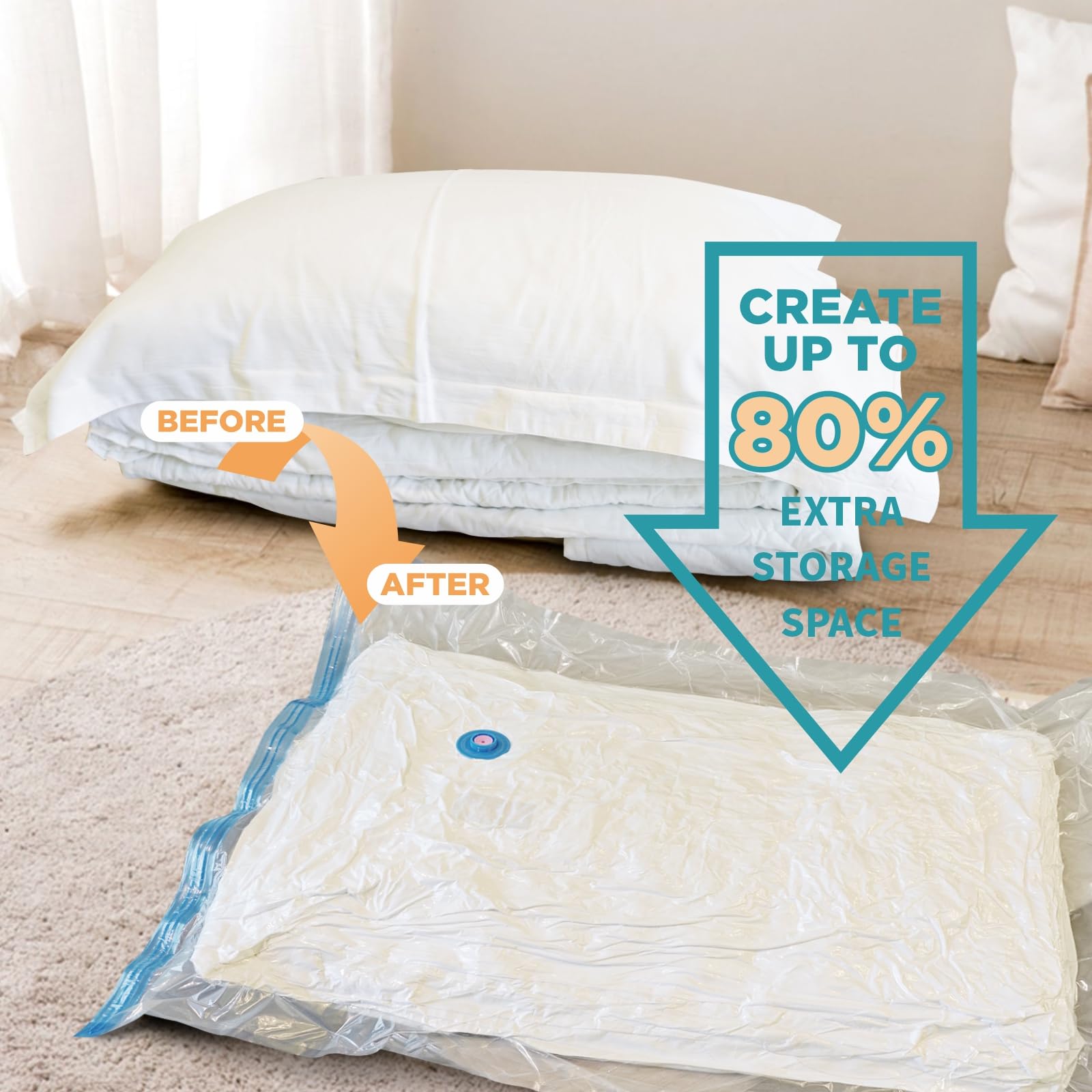 16-Pack Vacuum Storage Bags with Hand Pump for Clothes & Bedding