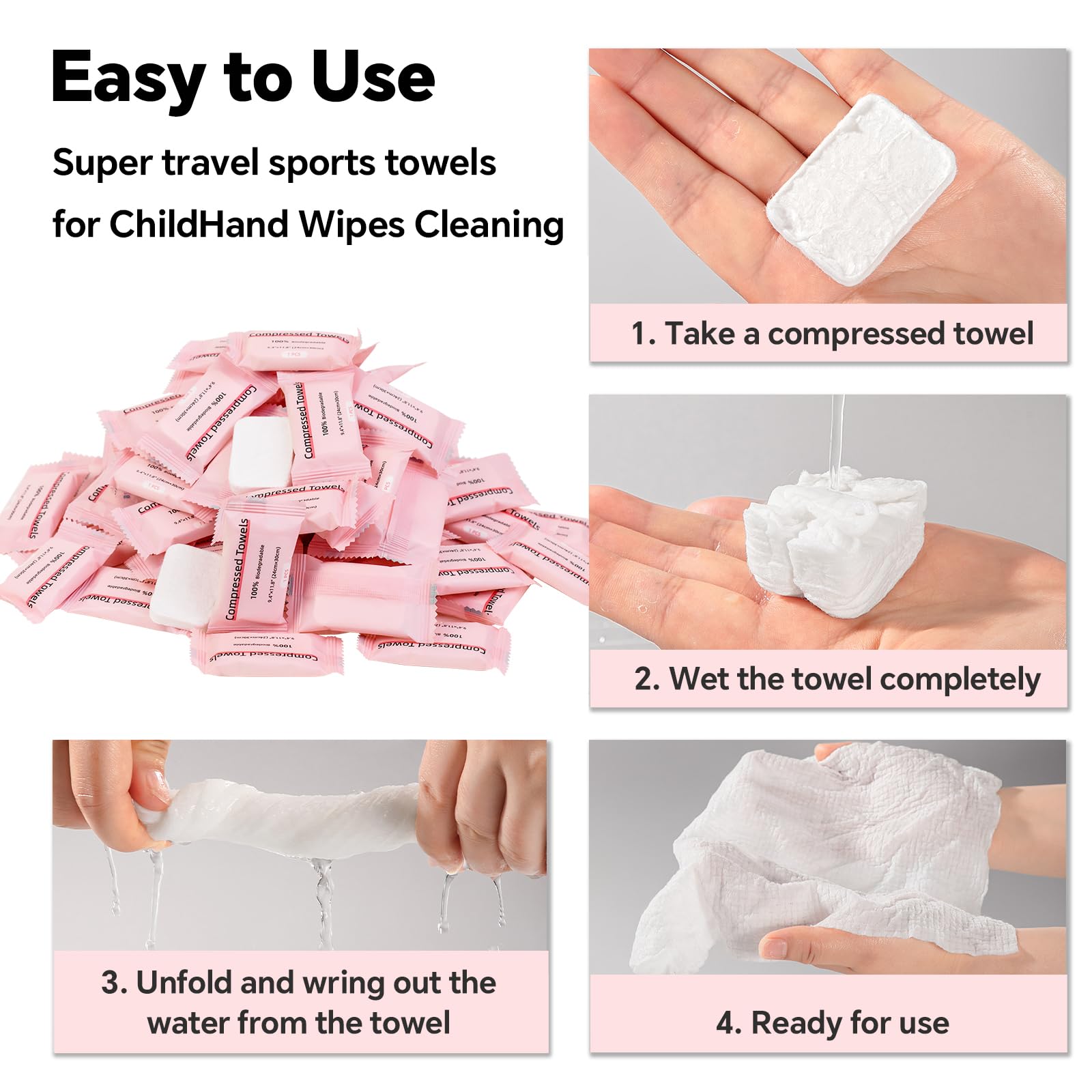 Compressed Disposable Travel Towels Individually Wrapped