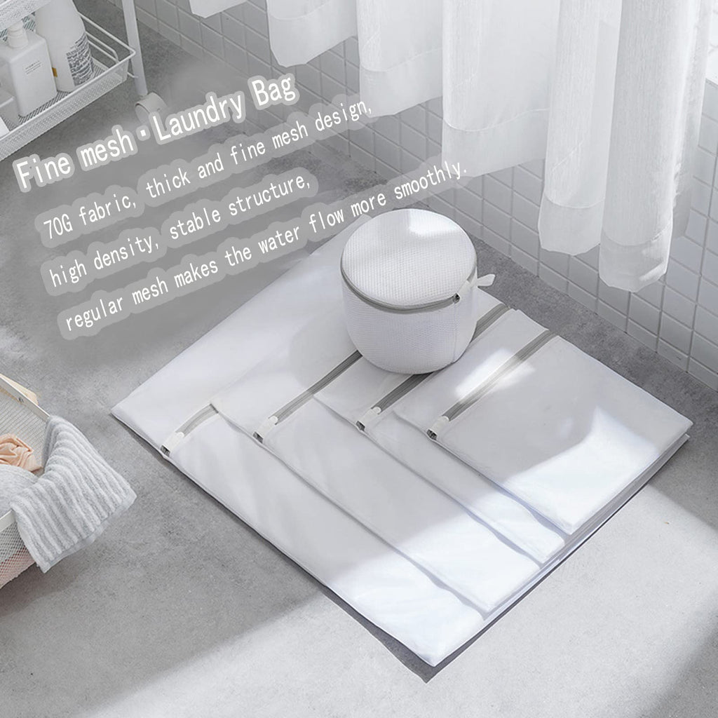 5-Piece Mesh Laundry Bags with Zipper for Delicates & Shoes