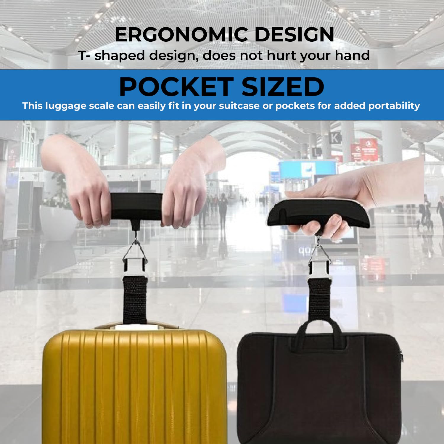 Digital Portable Hanging Luggage Scale with Backlit LCD Display 50 kg / 110 lb