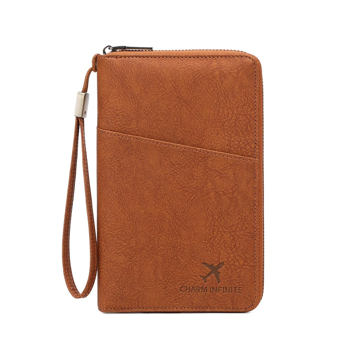 Genuine Leather RFID Passport Wallet with Zipper Travel Organizer