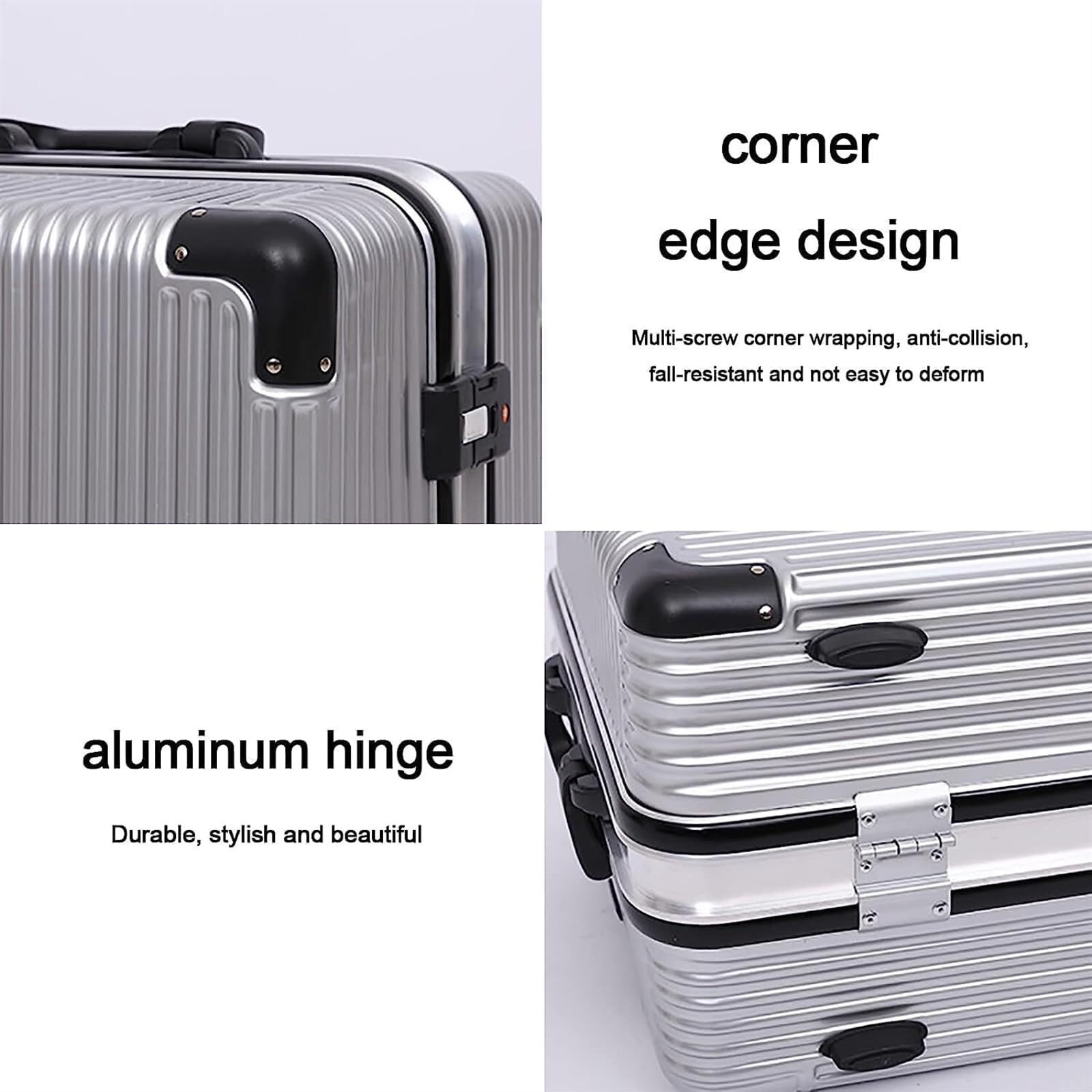 24" Aluminum Frame Carry-On Suitcase with Combination Lock
