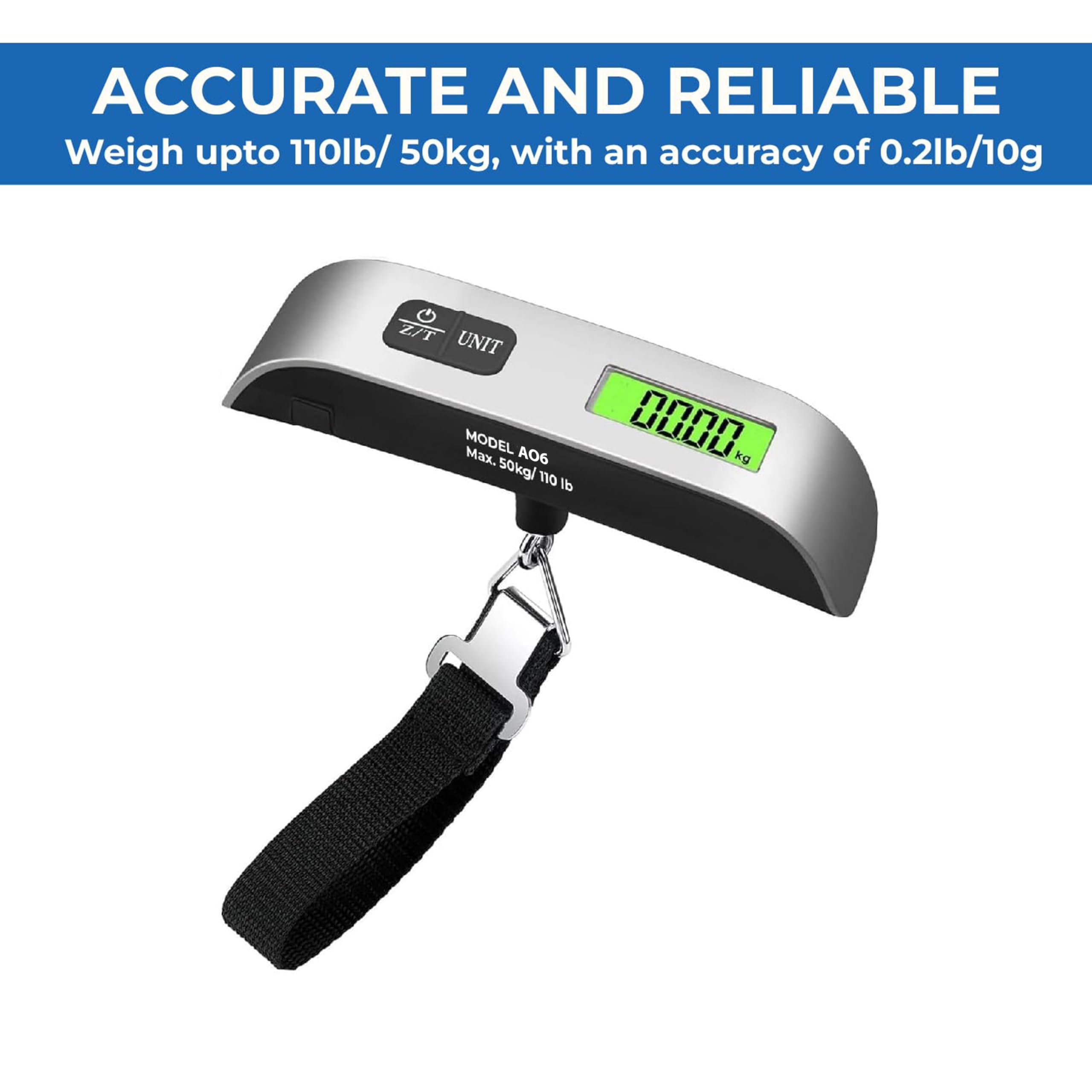 Digital Portable Hanging Luggage Scale with Backlit LCD Display 50 kg / 110 lb