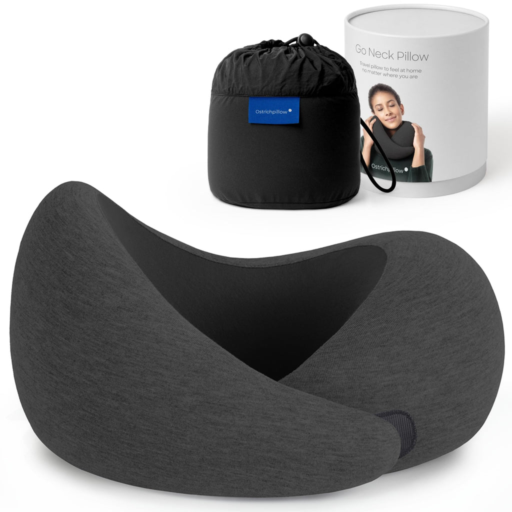 Ostrichpillow GO Travel Pillow, 360° Memory Foam Support, Soft & Washable