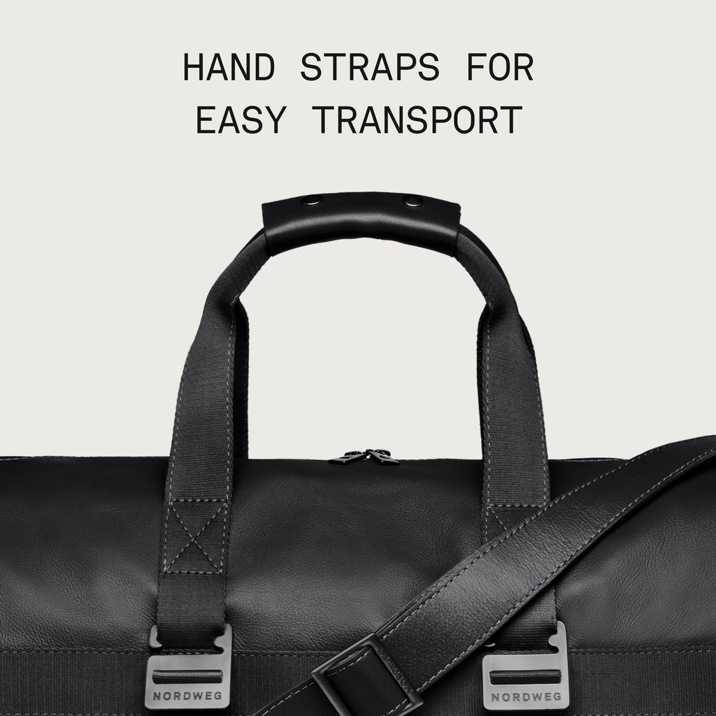 38L Leather Weekender Duffel Bag with Waterproof Pouch