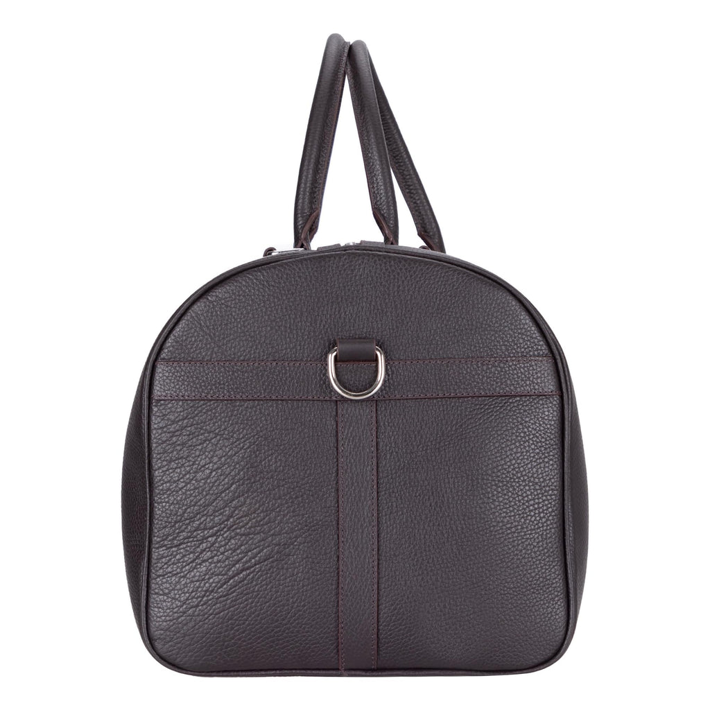 Full-Grain Leather Weekender Duffel Bag with Shoulder Strap